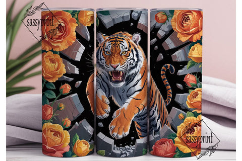 Orange Rose Tiger 20oz Tumbler Wrap Sublimation sassyprint 