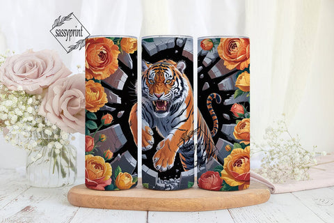 Orange Rose Tiger 20oz Tumbler Wrap Sublimation sassyprint 