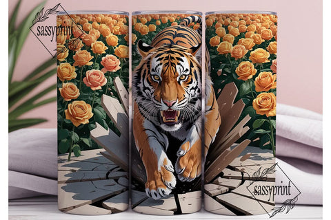 Orange Rose Tiger 20oz Tumbler Wrap Sublimation sassyprint 