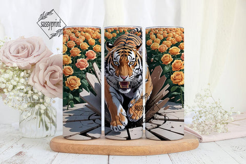 Orange Rose Tiger 20oz Tumbler Wrap Sublimation sassyprint 