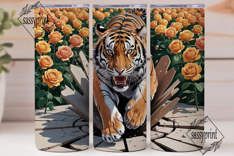 Orange Rose Tiger 20oz Tumbler Wrap Sublimation sassyprint 