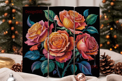 Orange Roses Floral 20oz Tumbler Wrap Sublimation DesignSVG 