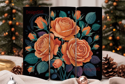 Orange Roses Floral 20oz Tumbler Wrap Sublimation DesignSVG 