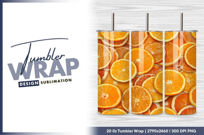 Orange Slices Background Fresh Citrus Fruit Tumbler Png Sublimation Regulrcrative 