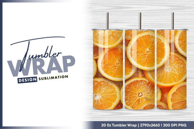 Orange Slices Background Fruit Food Tumbler Png Sublimation Regulrcrative 