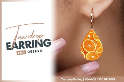 Orange Slices In Teardrop Earring Png Shape Sublimation Regulrcrative 