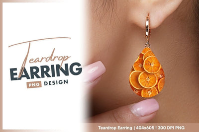 Orange Slices In Teardrop Earring Png Shape Sublimation Regulrcrative 