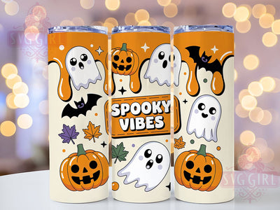 Orange Spooky Retro Halloween Tumbler, Spooky Vibes Cup, Inflated Puff Wrap, 20Oz Sublimation Design, Retro Halloween Drinkware, Bold Pumpkin Orange Tumbler, Creepy Cute Cup Sublimation SvggirlplusArt 