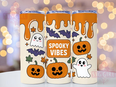 Orange Spooky Retro Halloween Tumbler, Spooky Vibes Cup, Inflated Puff Wrap, 20Oz Sublimation Design, Retro Halloween Drinkware, Bold Pumpkin Orange Tumbler, Creepy Cute Cup Sublimation SvggirlplusArt 