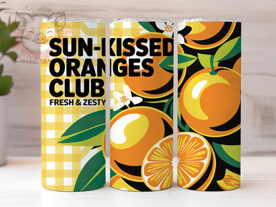 Orange Sun-kissed Quote 20oz Tumbler, Sun-kissed Oranges Wrap, Fresh & Zesty Quote, Vintage Fruit Sublimation, Rustic Citrus Design, 20oz Tumbler Wrap, Sublimation Design PNG, Orange Lover Gift Sublimation Lara' s Designs 