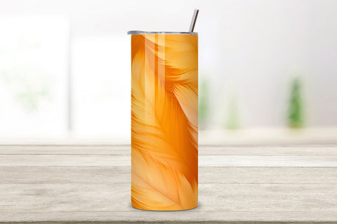 Orange Teal Feathers Tumbler Wrap | seamless wrap png Sublimation FloridPrintables 