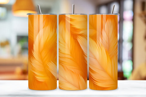 Orange Teal Feathers Tumbler Wrap | seamless wrap png Sublimation FloridPrintables 