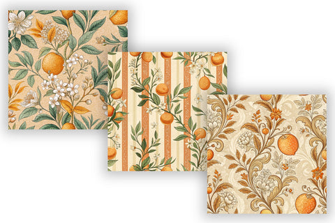 Orange Toile Digital Paper Pack, Vintage Floral Toile, Gingham & Stripe Seamless Patterns, Wedding, Scrapbooking & Printable Crafts Digital Pattern FloridPrintables 