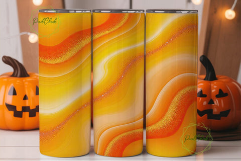 Orange Yellow Fluid Glitter 20oz Tumbler Sublimation PixelChick 