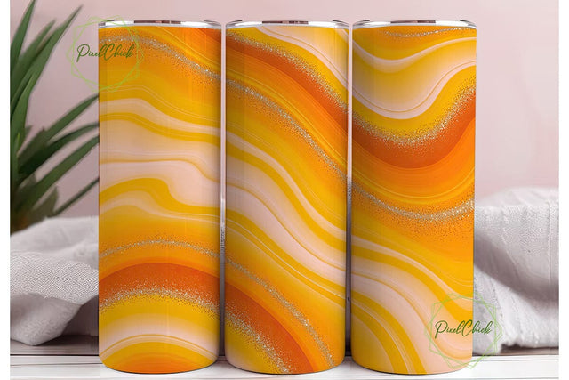 Orange Yellow Fluid Glitter 20oz Tumbler Sublimation PixelChick 