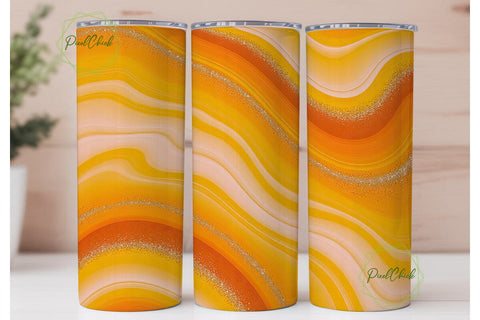 Orange Yellow Fluid Glitter 20oz Tumbler Sublimation PixelChick 