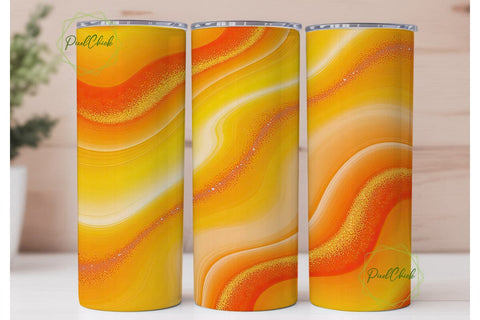Orange Yellow Fluid Glitter 20oz Tumbler Sublimation PixelChick 