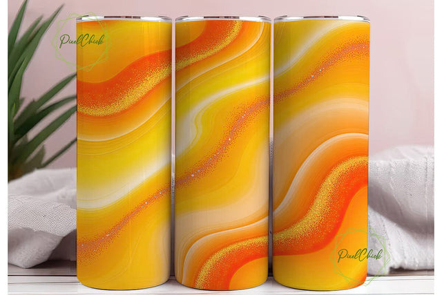 Orange Yellow Fluid Glitter 20oz Tumbler Sublimation PixelChick 
