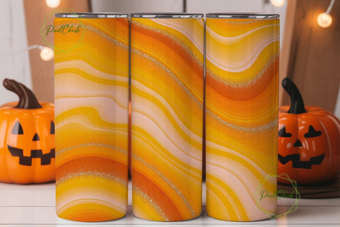 Orange Yellow Fluid Glitter 20oz Tumbler Sublimation PixelChick 