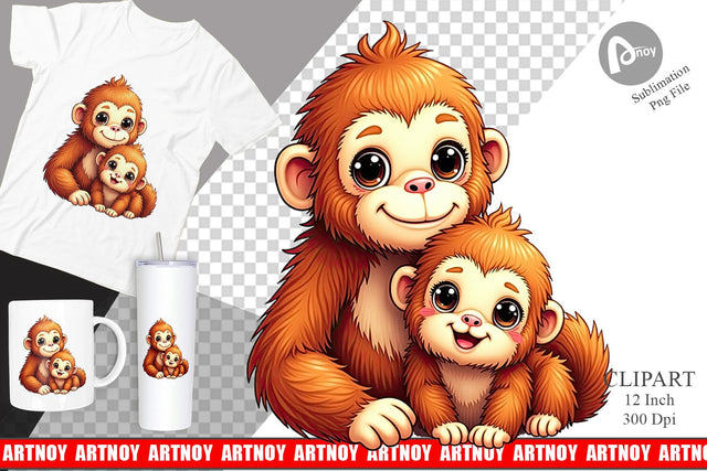 Orangutan Mother's Day Clipart Sublimation artnoy 