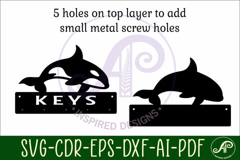 Orca Key holder Ocean designs for wood and metal SVG APInspireddesigns 