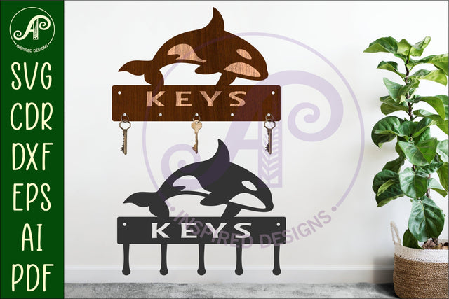 Orca Key holder Ocean designs for wood and metal SVG APInspireddesigns 