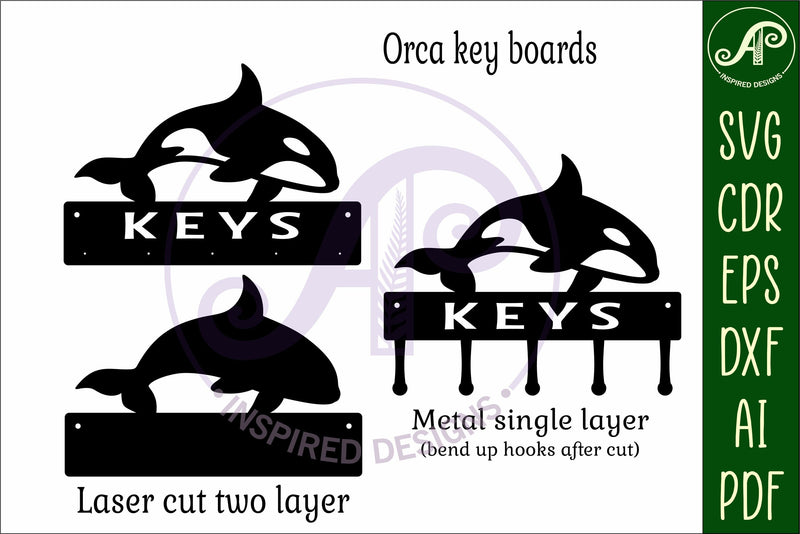 Orca Key holder Ocean designs for wood and metal - So Fontsy