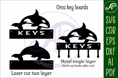 Orca Key holder Ocean designs for wood and metal SVG APInspireddesigns 