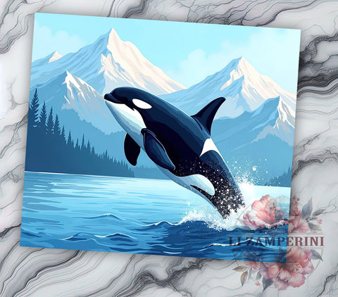 Orca Killer Whale 20 oz Skinny Tumbler Sublimation Design, Straight & Tapered Tumbler Png, Whale Tumbler Png, Digital Download PNG Sublimation Li Zamperini 