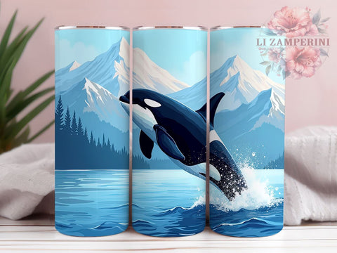 Orca Killer Whale 20 oz Skinny Tumbler Sublimation Design, Straight & Tapered Tumbler Png, Whale Tumbler Png, Digital Download PNG Sublimation Li Zamperini 