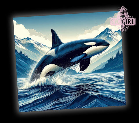 Orca Killer Whale 20oz Tumbler Wrap Sublimation Design, Straight Tapered Tumbler Wrap, Orca Whale Tumbler Png, Instant Digital Download Sublimation SvggirlplusArt 