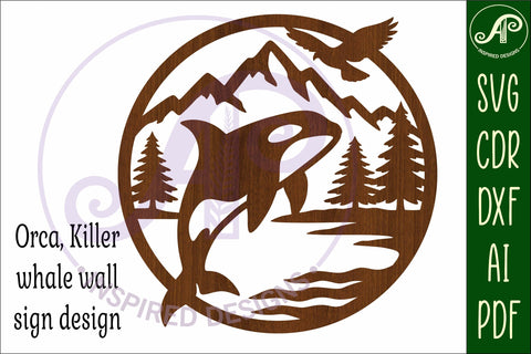 Orca, killer whale coastal scene wall sign svg laser cut 1 SVG APInspireddesigns 