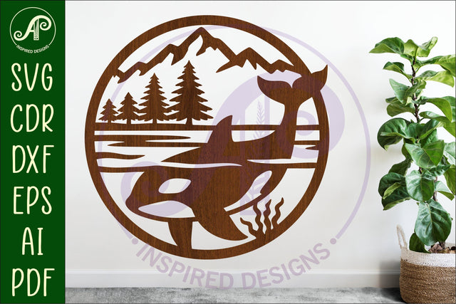 Orca, killer whale coastal scene wall sign svg laser cut 2 SVG APInspireddesigns 