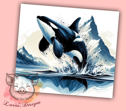 Orca Whale 20 oz Skinny Tumbler Sublimation Design, Straight & Tapered Tumbler Png, Orca Killer Whale Tumbler Png, Digital Download PNG Sublimation Lara' s Designs 