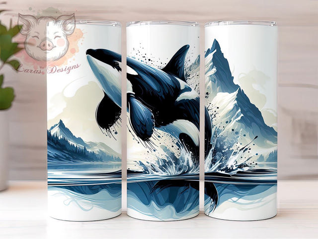 Orca Whale 20 oz Skinny Tumbler Sublimation Design, Straight & Tapered Tumbler Png, Orca Killer Whale Tumbler Png, Digital Download PNG Sublimation Lara' s Designs 