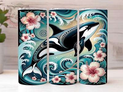 Orca Whale Ocean 20oz Tumbler, Orca Whale, Ocean Theme, Marine Life, Whimsical Design, Sea Creature, Skinny Tumbler, Sublimation PNG Sublimation Lara' s Designs 