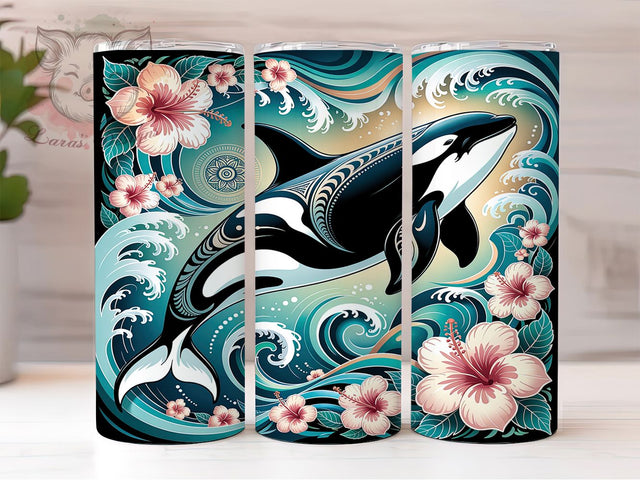 Orca Whale Ocean 20oz Tumbler, Orca Whale, Ocean Theme, Marine Life, Whimsical Design, Sea Creature, Skinny Tumbler, Sublimation PNG Sublimation Lara' s Designs 