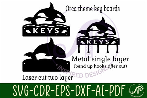 Orca Whales Key holder designs for wood and metal SVG APInspireddesigns 