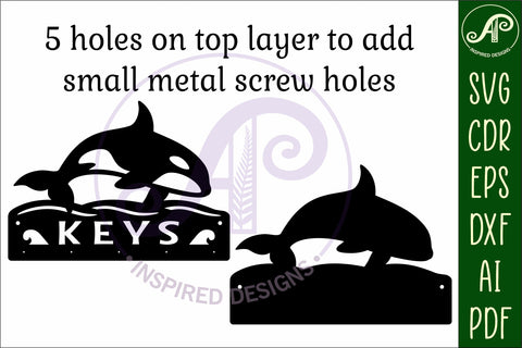 Orca Whales Key holder designs for wood and metal SVG APInspireddesigns 