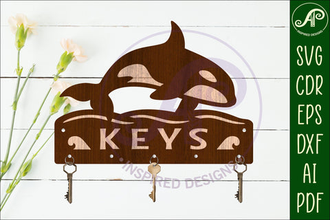 Orca Whales Key holder designs for wood and metal SVG APInspireddesigns 