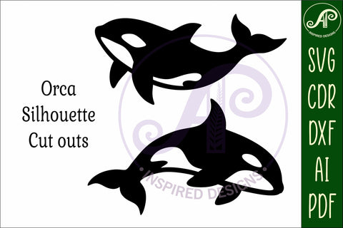 Orca Whales silhouette laser cut outs SVG files SVG APInspireddesigns 