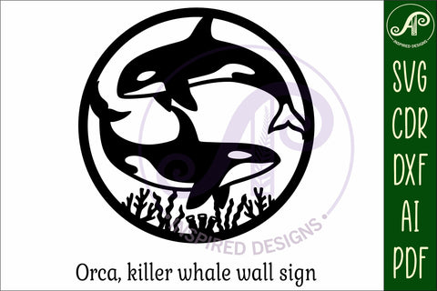 Orcas, killer whales wall sign svg laser cut SVG APInspireddesigns 