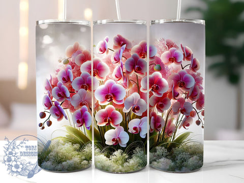 Orchid Floral Elegant 20oz Tumbler, Floral Design, Sublimation Tumbler, 20oz Tumbler, Flower Drinkware, Tropical Orchid Gift, Elegant Drinkware Sublimation ToriDesigns 