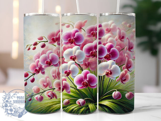 Orchid Floral Elegant 20oz Tumbler, Floral Design, Sublimation Tumbler, 20oz Tumbler, Flower Drinkware, Tropical Orchid Gift, Elegant Drinkware Sublimation ToriDesigns 
