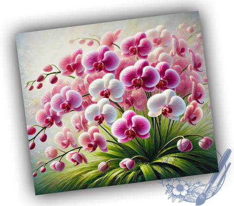 Orchid Floral Elegant 20oz Tumbler, Floral Design, Sublimation Tumbler, 20oz Tumbler, Flower Drinkware, Tropical Orchid Gift, Elegant Drinkware Sublimation ToriDesigns 