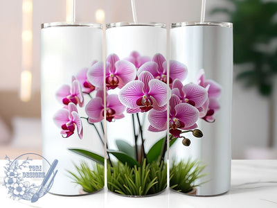 Orchid Floral Elegant 20oz Tumbler, Floral Design, Sublimation Tumbler, 20oz Tumbler, Flower Drinkware, Tropical Orchid Gift, Elegant Drinkware Sublimation ToriDesigns 