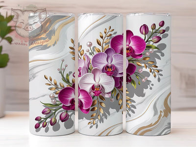 Orchid Rose Gold Marble Tumbler, Luxury Floral Wrap, Rose Gold Marble Cup, 20oz Sublimation Wrap, Stylish Floral Marble Tumbler, Artistic Orchid Rose Gold Cup, Elegant Luxury Theme Wrap Sublimation Lara' s Designs 