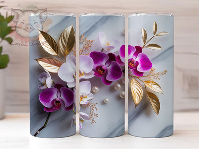 Orchid Rose Gold Marble Tumbler, Luxury Floral Wrap, Rose Gold Marble Cup, 20oz Sublimation Wrap, Stylish Floral Marble Tumbler, Artistic Orchid Rose Gold Cup, Elegant Luxury Theme Wrap Sublimation Lara' s Designs 