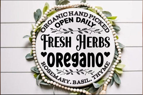 Organic Hand picked open daily fresh herbs oregano rosemary basil thyme SVG Angelina750 