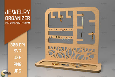 Organizer Laser Cut. Jewelry Organizer. 3D Earring Display SVG Evgenyia Guschina 